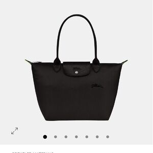 * NEW Black Longchamp Le Pilage Green medium tote bag